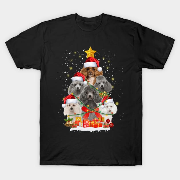 Funny Poodle Dog Christmas Tree Gift Xmas for Men Women T-Shirt by jrgmerschmann